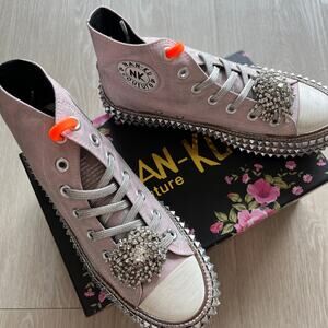 Nan-ku x Free People Cruise Studded Hi-Top Sneakers 37 US 7 Mellow Mauve NEW